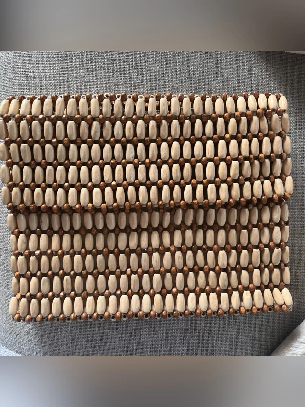 Sigrid Olsen Beaded Wood Bead Clutch in Cream and Brown